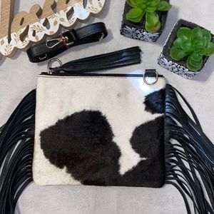 New Handmade 100% Real Cowhide Leather Crossbody Purse Handbag Hair On